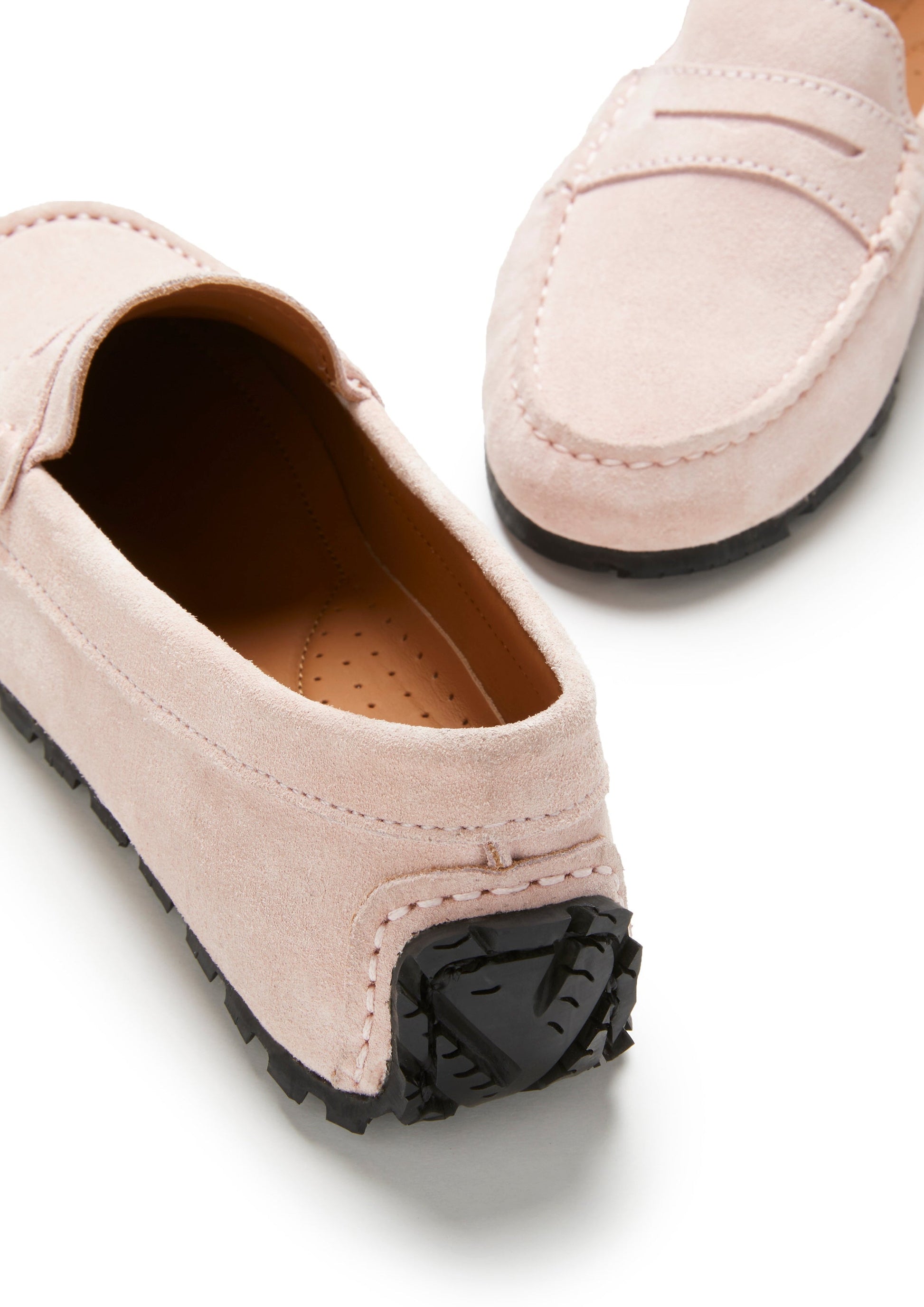 Women's Tyre Sole Penny Loafers, ice pink suede-3