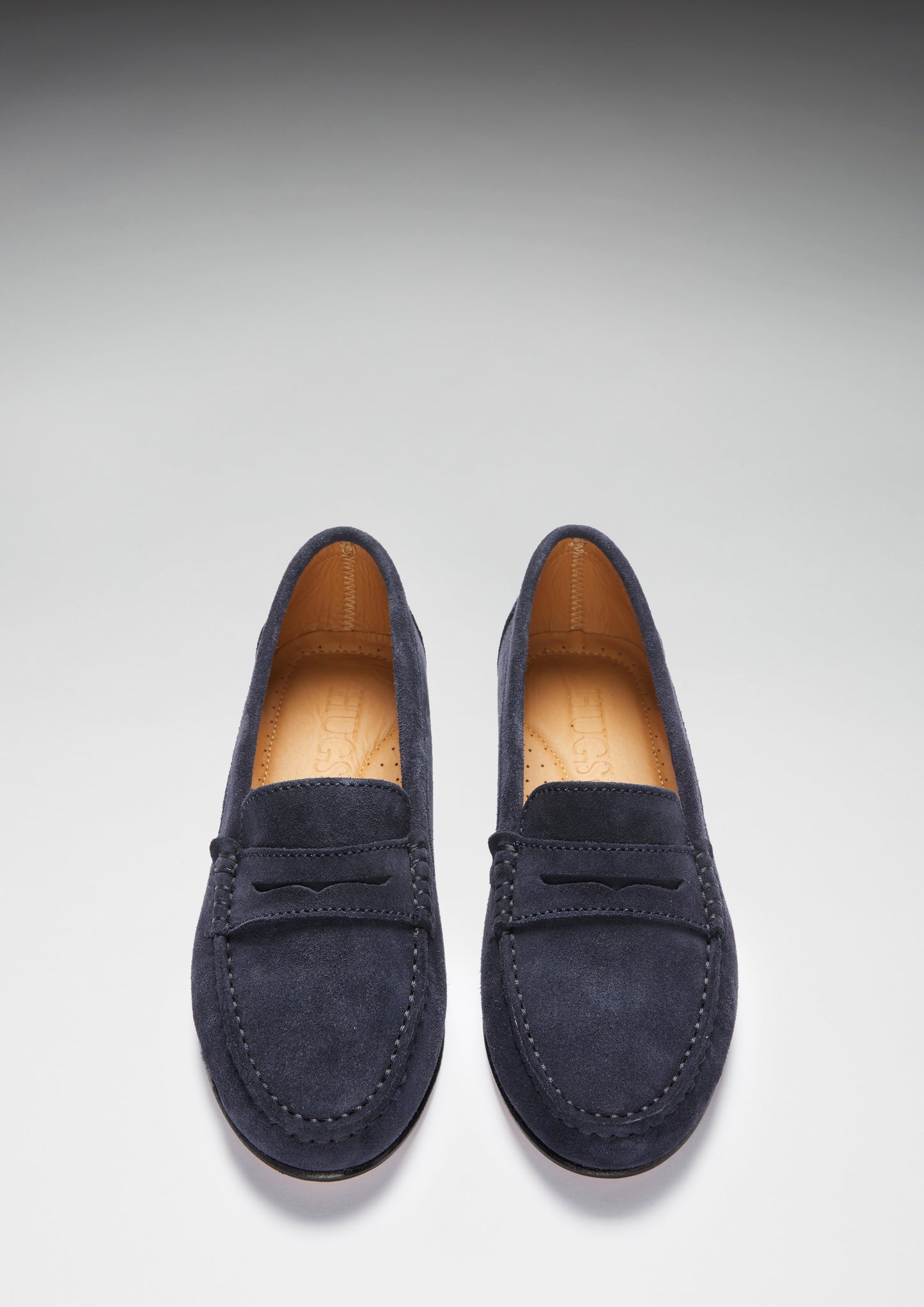 Women's Penny Loafers Leather Sole, navy blue suede-2