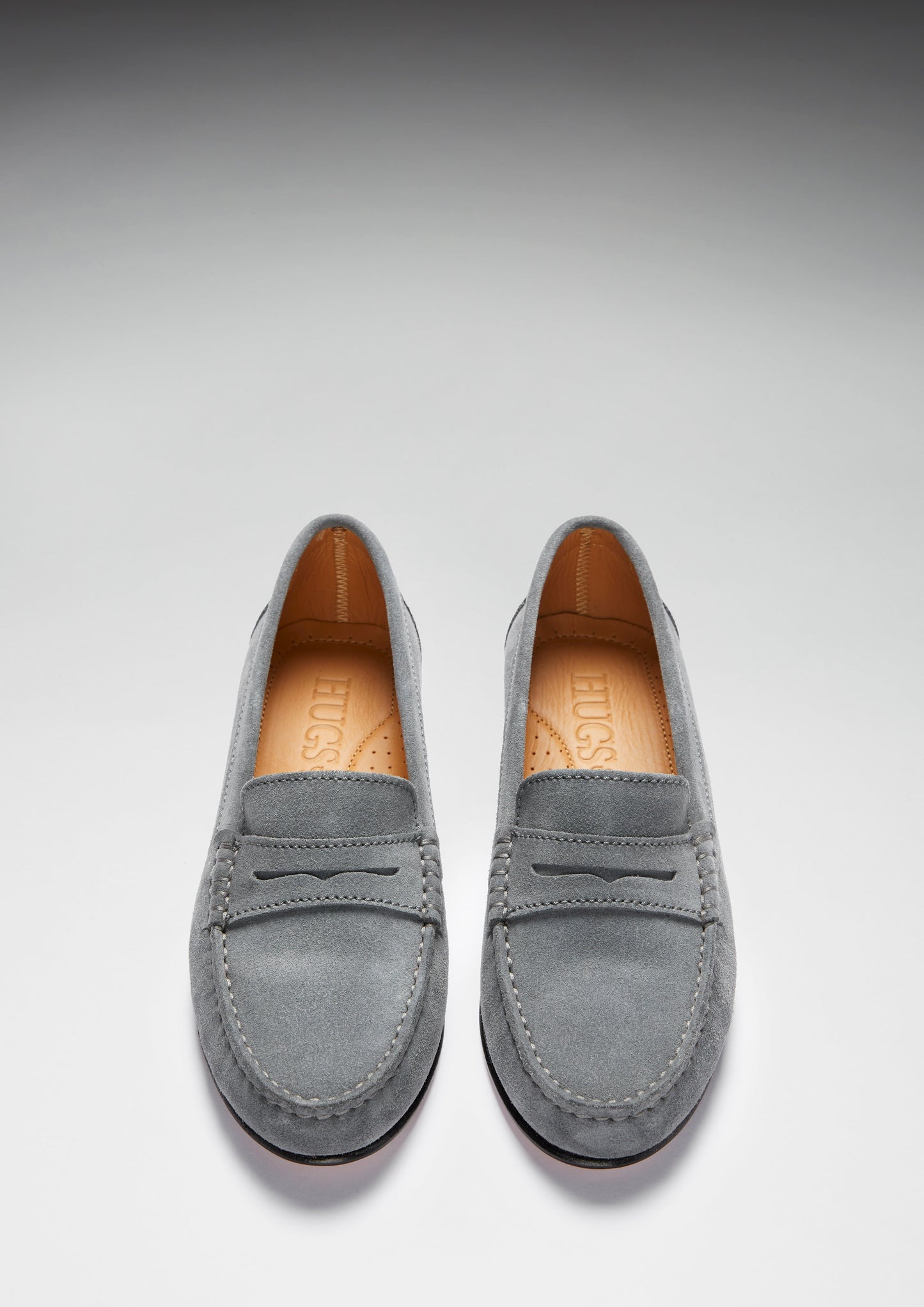 Women's Penny Loafers Leather Sole, slate grey suede-2