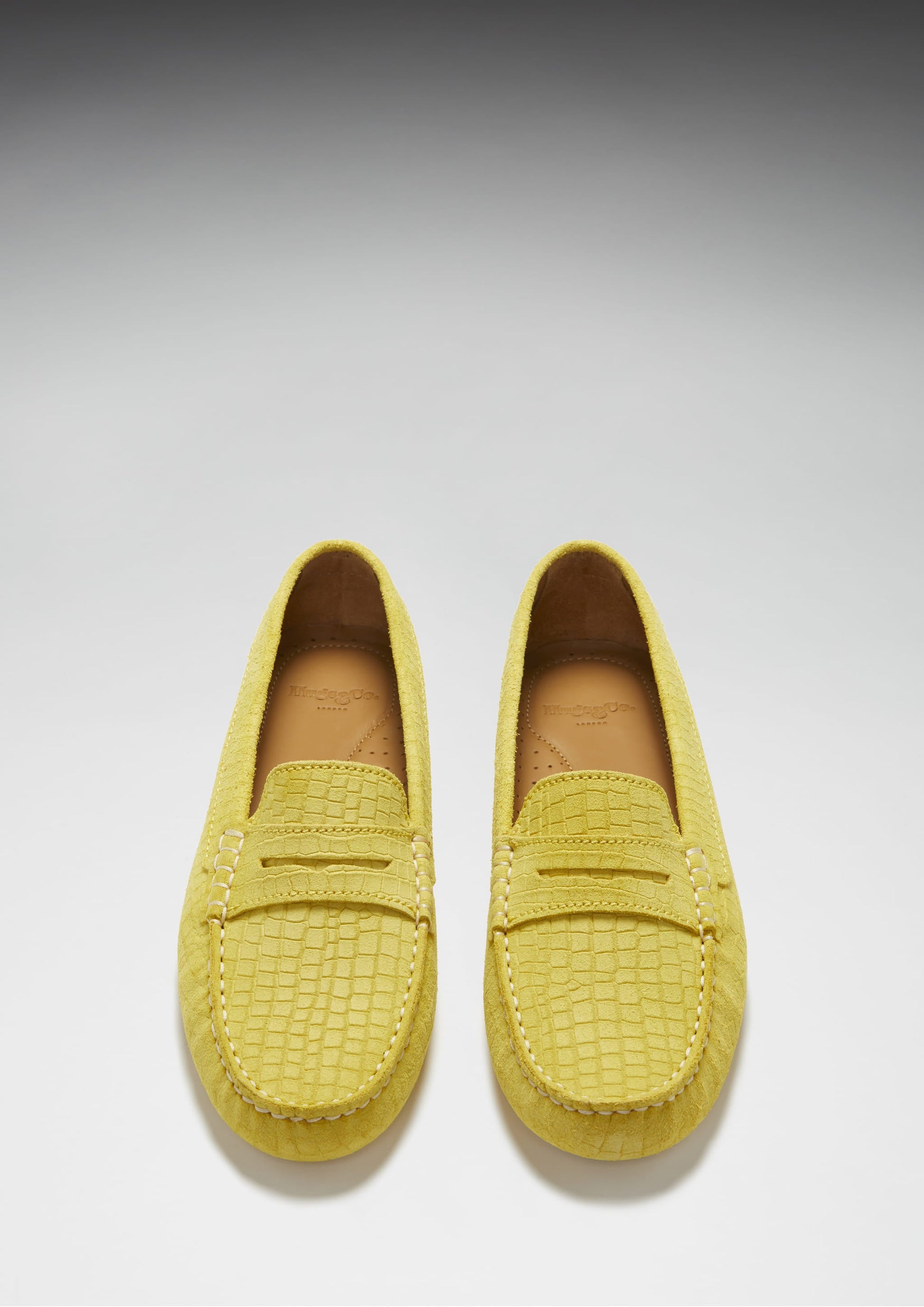 Women's Penny Driving Loafers, yellow embossed suede-3