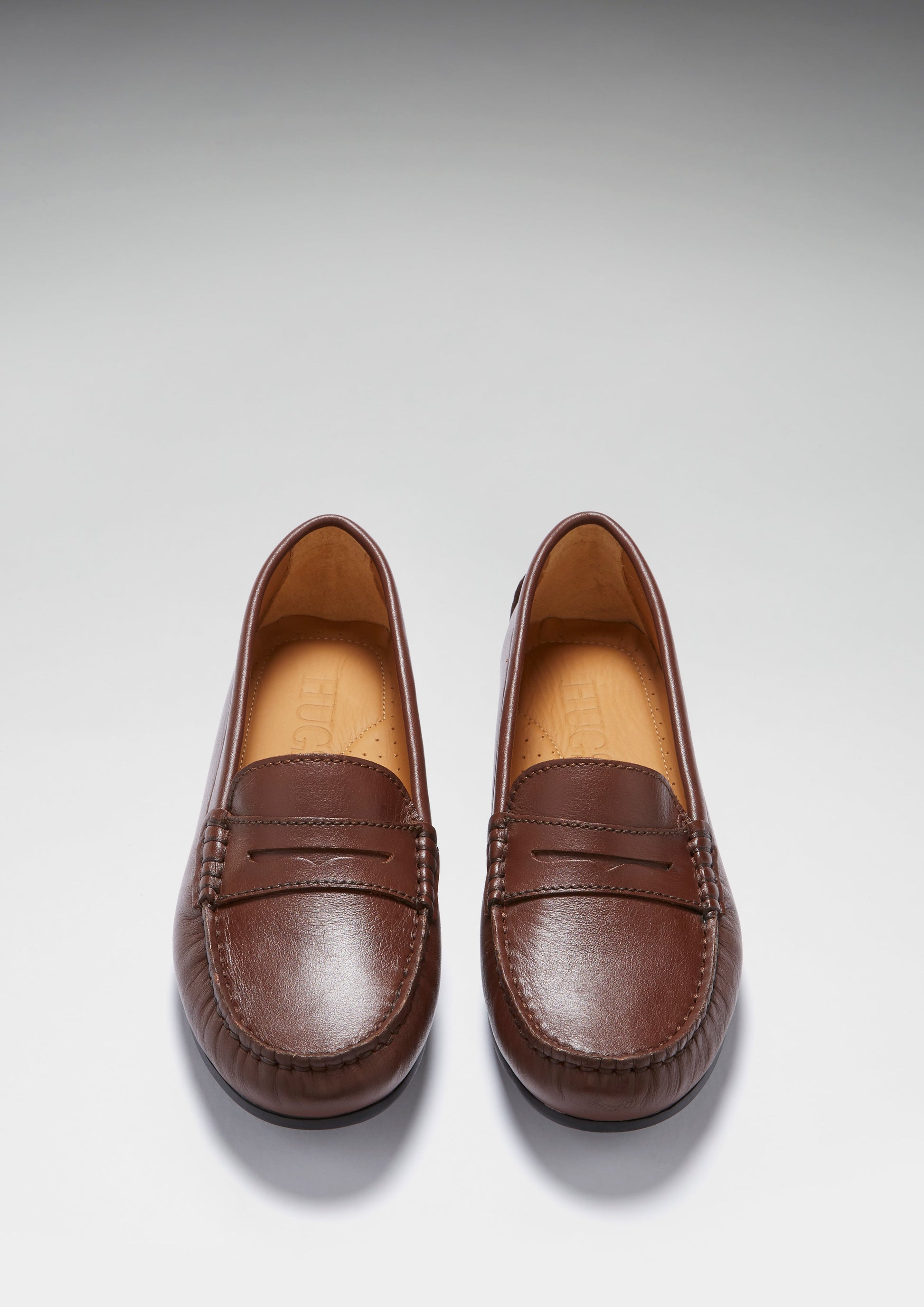 Women's Penny Driving Loafers Full Rubber Sole, brown leather-1