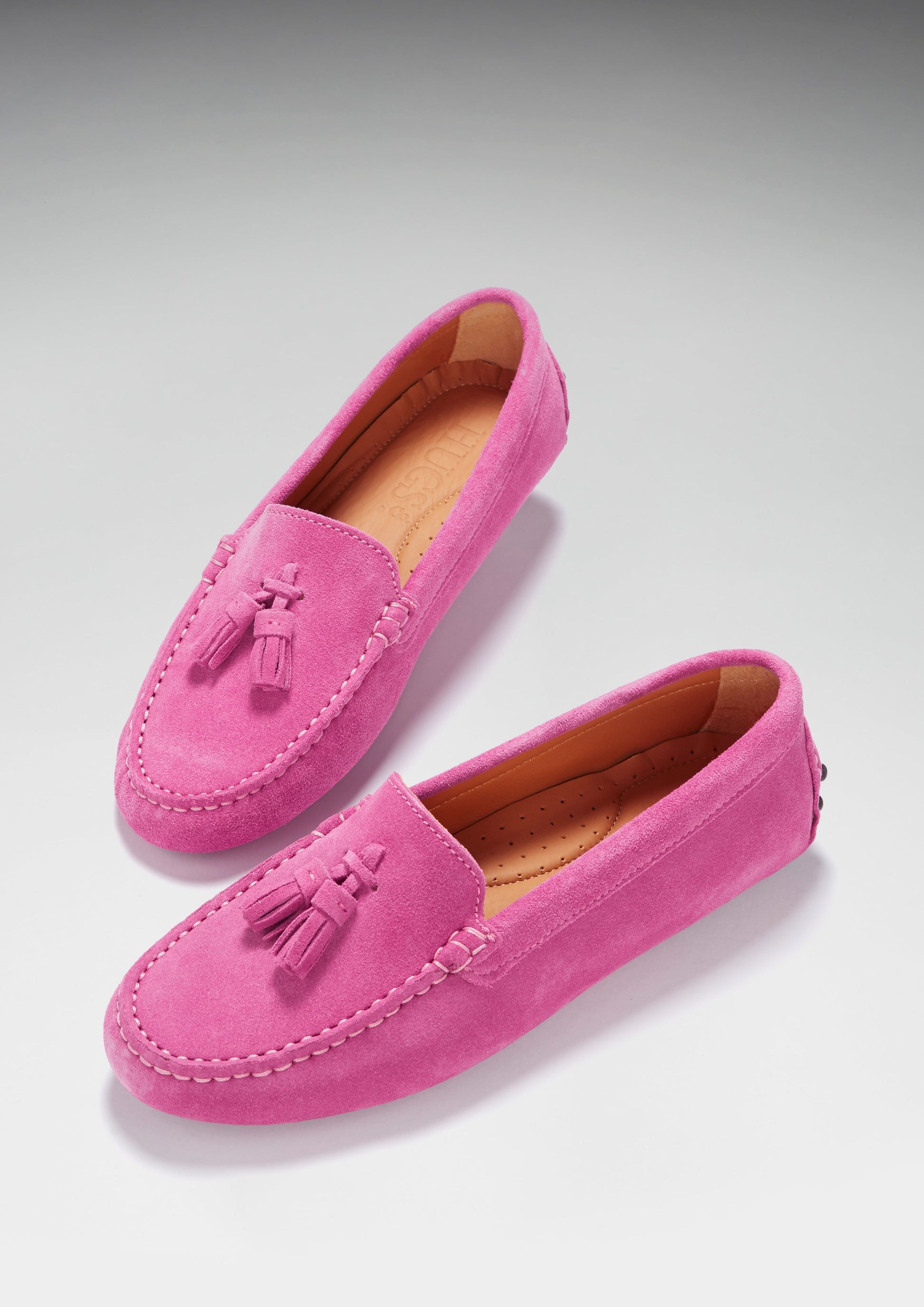 Women's Tasselled Driving Loafers, pink suede-2