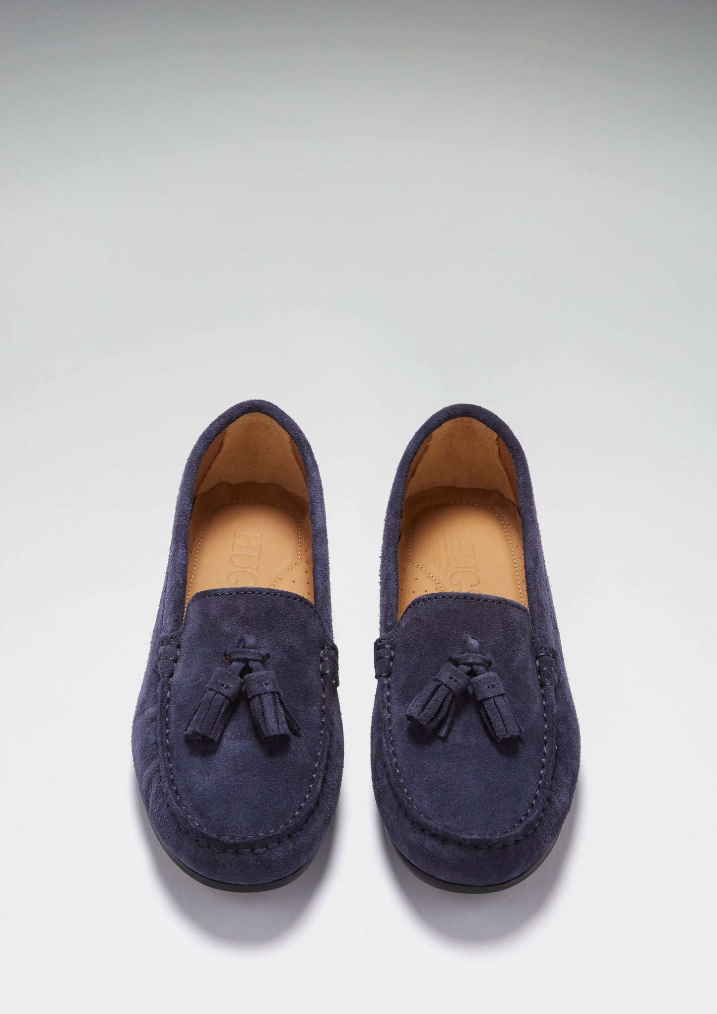 Women's Tasselled Driving Loafers Full Rubber Sole, navy blue suede-1