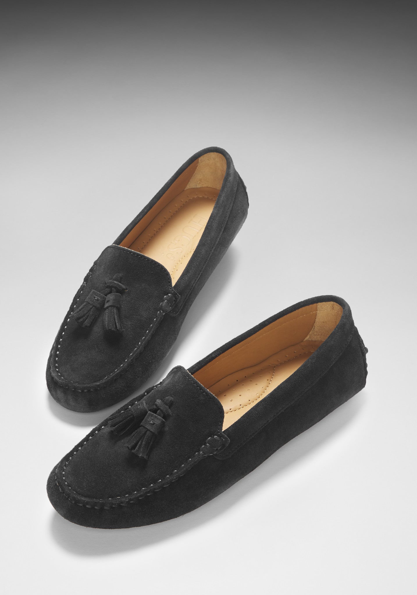 Women's Tasselled Driving Loafers, black suede-3