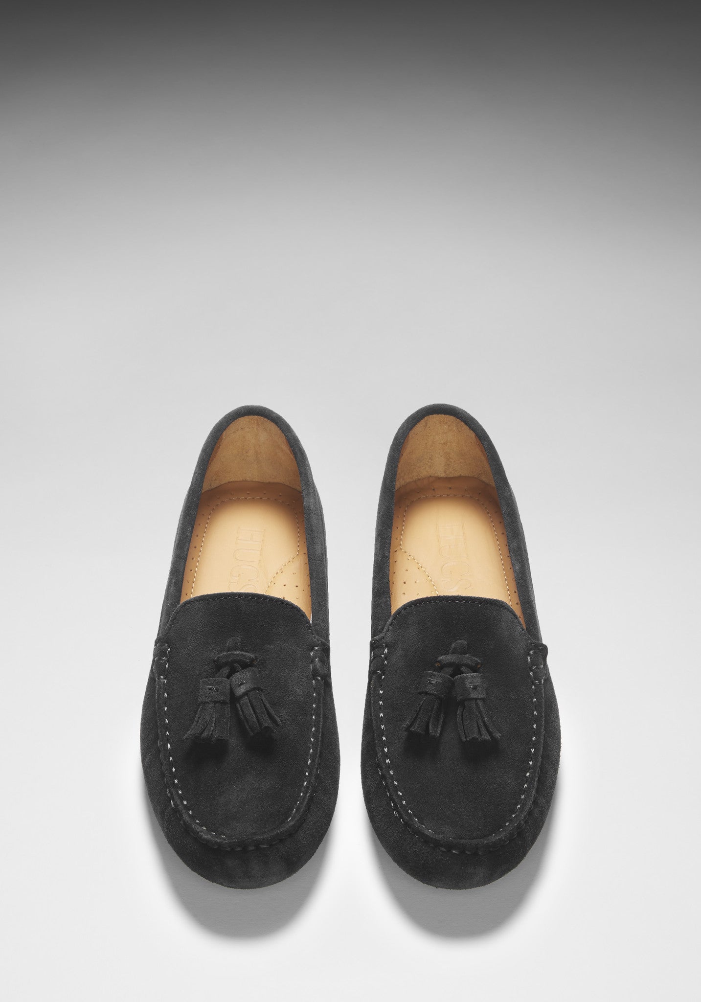 Women's Tasselled Driving Loafers, black suede-2