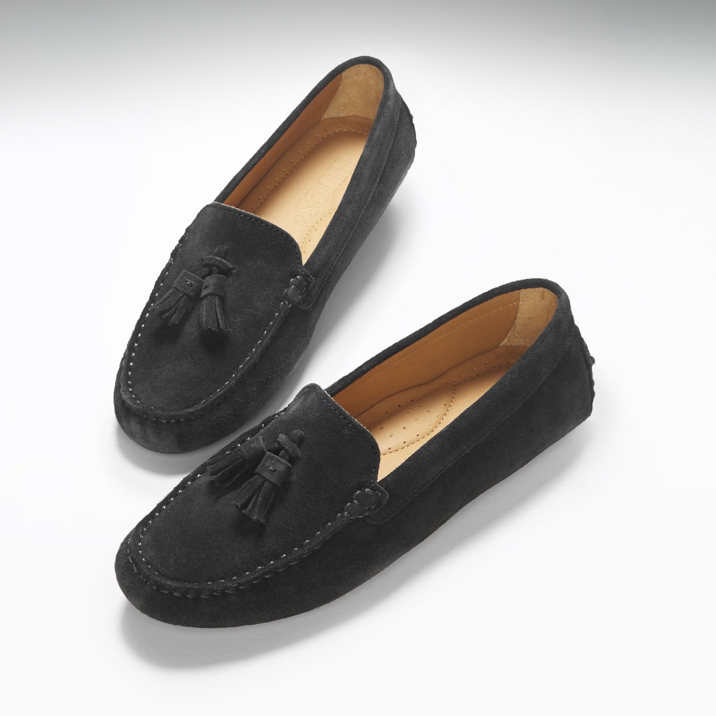 Women's Tasselled Driving Loafers, black suede-1