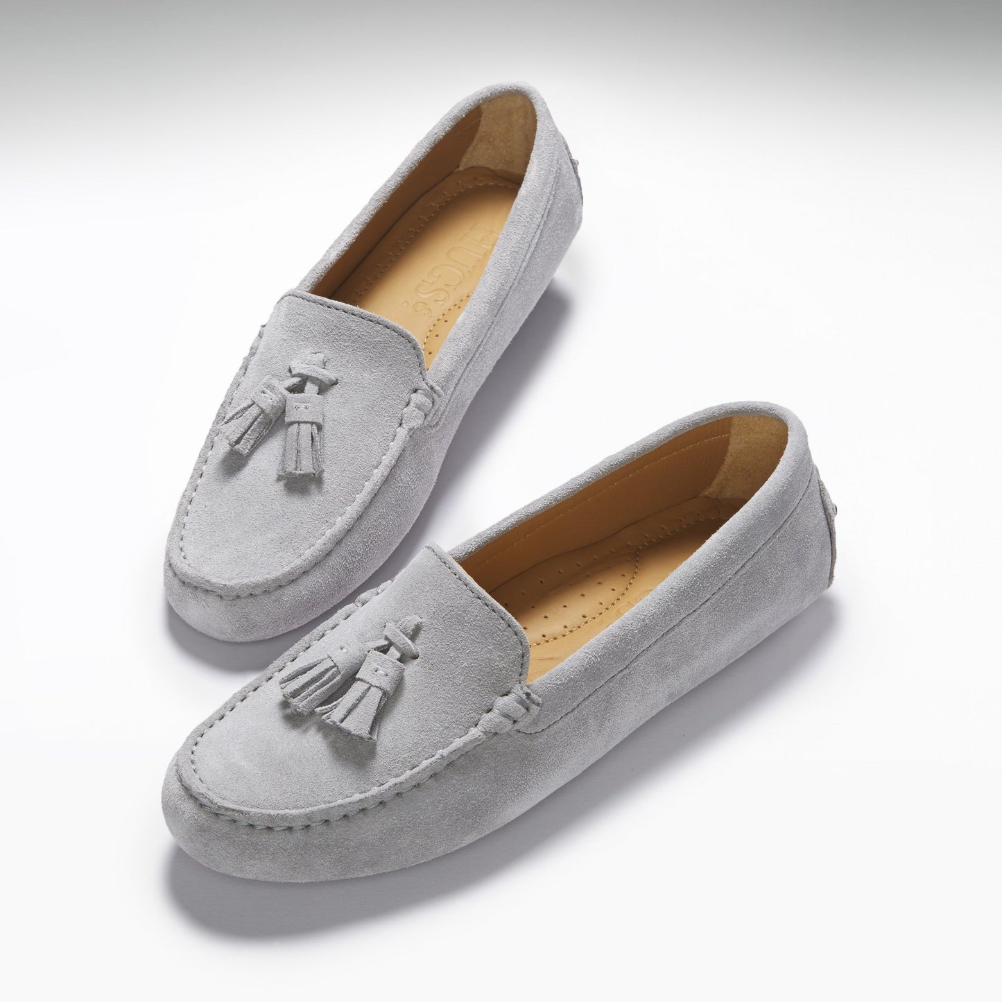 Women's Tasselled Driving Loafers, dove grey suede-1