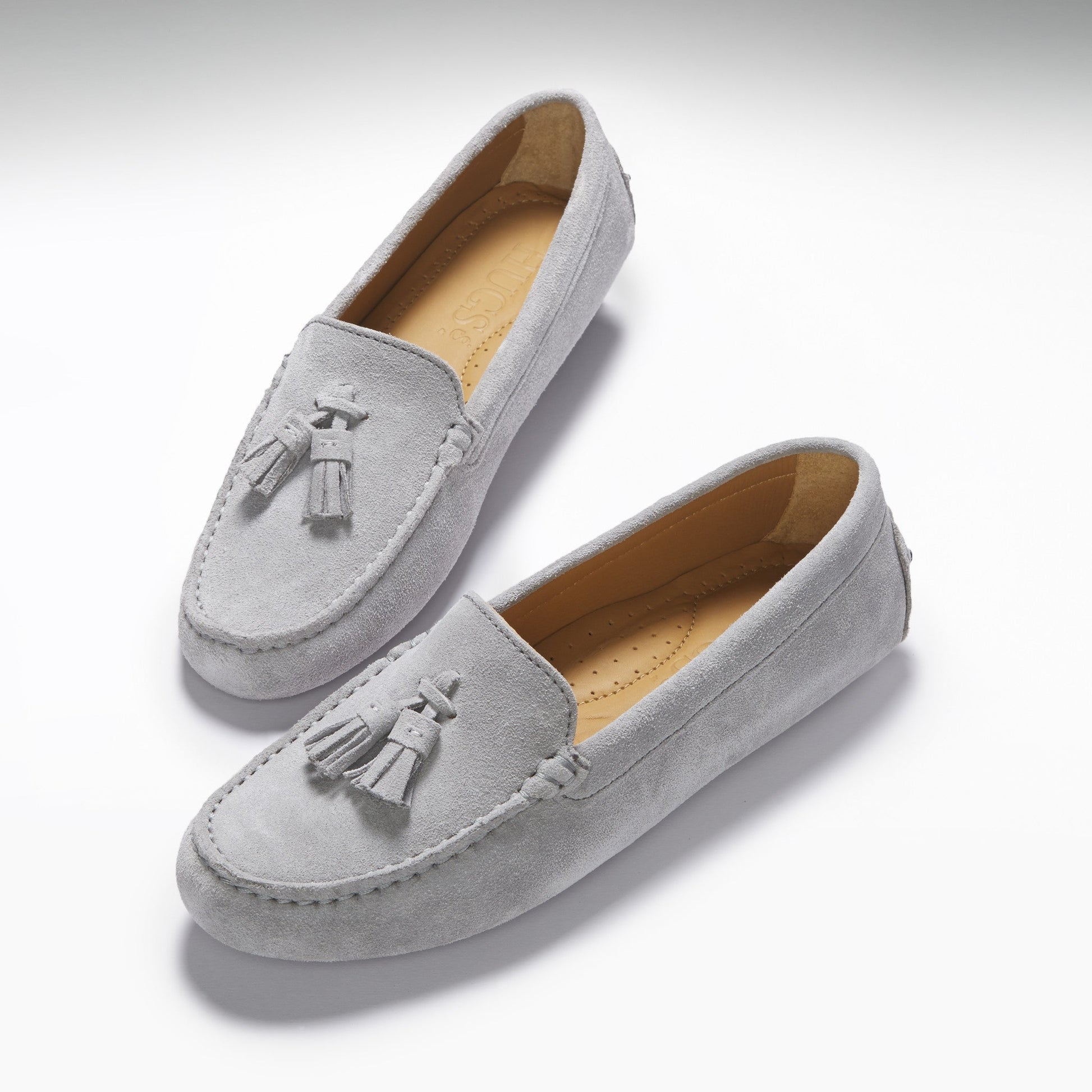 Women's Tasselled Driving Loafers, dove grey suede-1