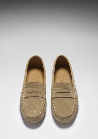 Women's Penny Driving Loafers, taupe suede-2