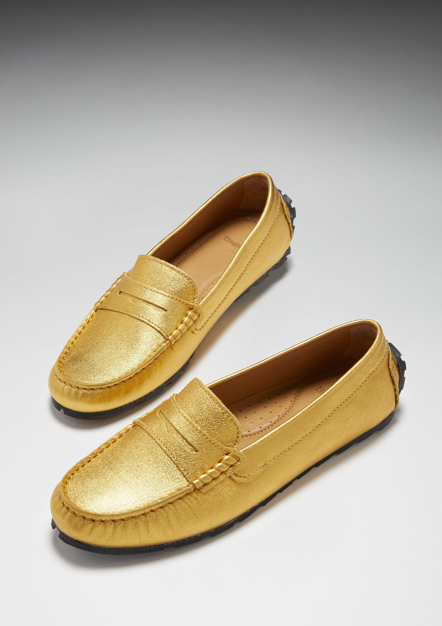 Women's Tyre Sole Penny Loafers, yellow gold leather-1