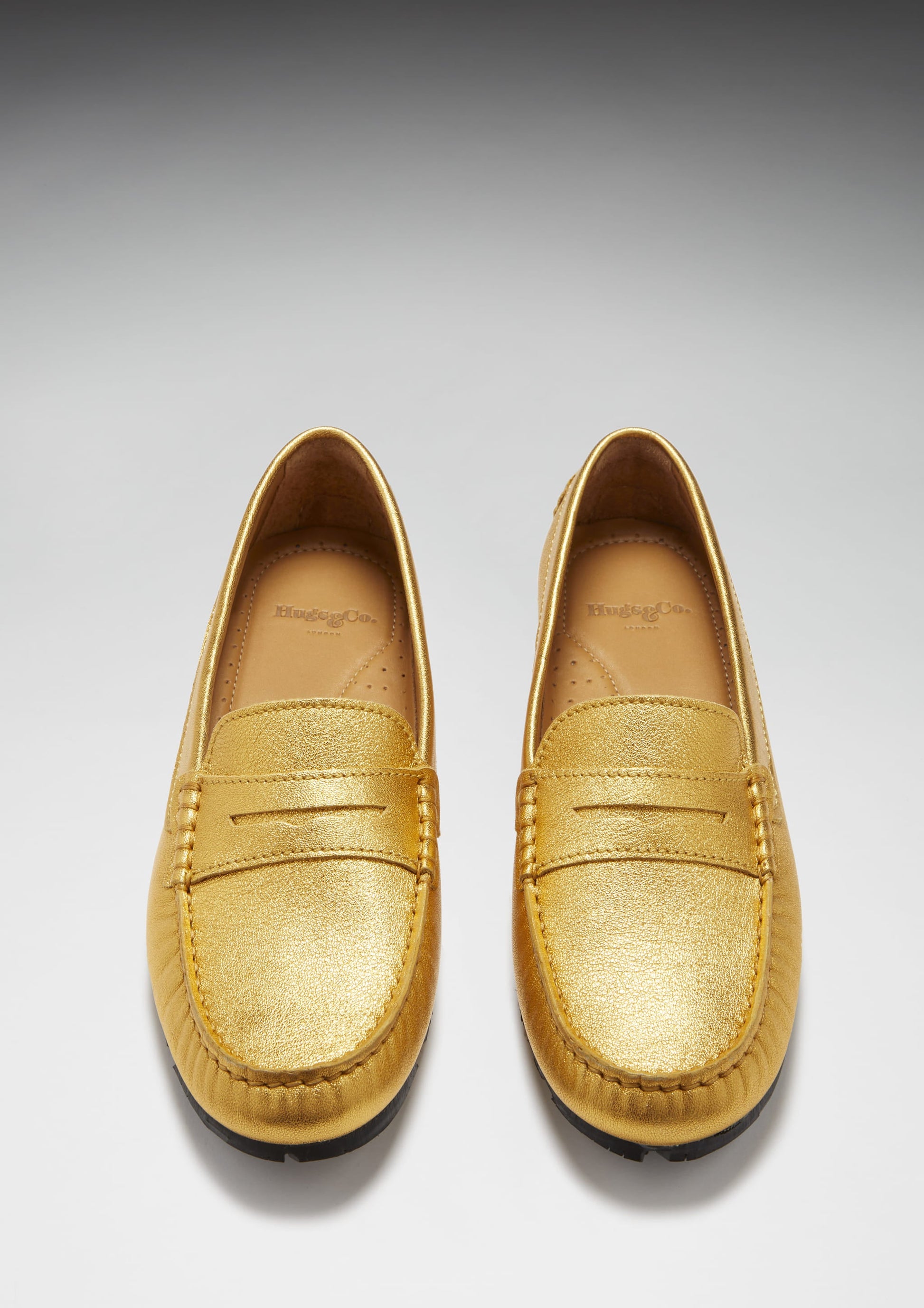 Women's Tyre Sole Penny Loafers, yellow gold leather-2