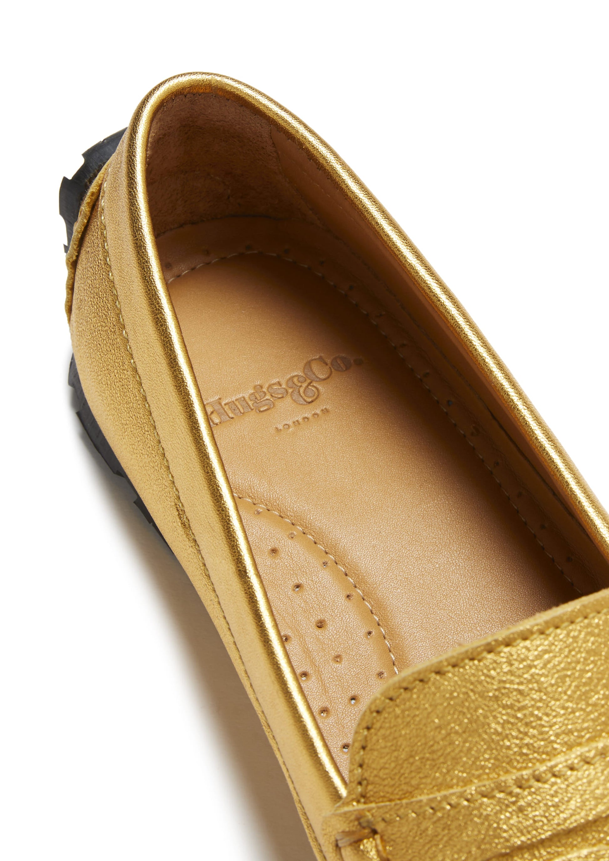 Women's Tyre Sole Penny Loafers, yellow gold leather-4