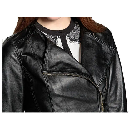 Women's Soft Genuine Leather Motorcycle Jacket-2