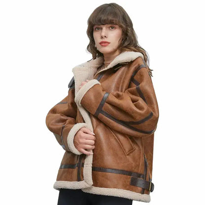 Womens B3 RAF Aviator Leather Jacket-1