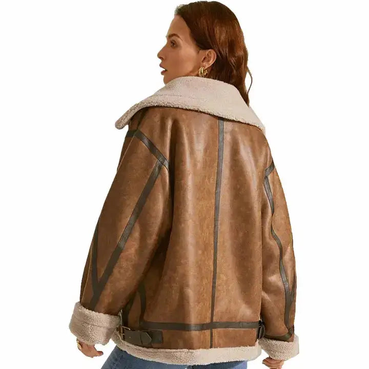 Womens B3 RAF Aviator Leather Jacket-2