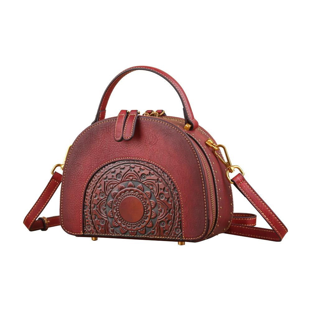 Rossie Viren Women's  Womens Classic Vintage Studded Mini Half Moon Top Handle Cross Body Shoulder Bag-3