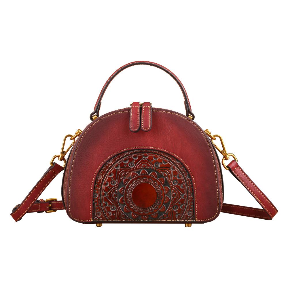 Rossie Viren Women's  Womens Classic Vintage Studded Mini Half Moon Top Handle Cross Body Shoulder Bag-4