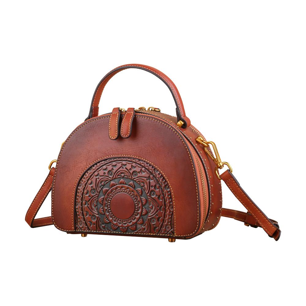Rossie Viren Women's  Womens Classic Vintage Studded Mini Half Moon Top Handle Cross Body Shoulder Bag-1