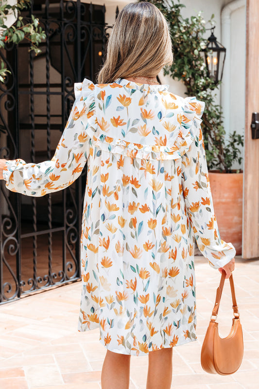 Back view of the white floral mini dress