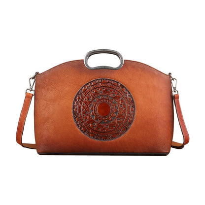 Rossie Viren Women's  Womens Genuine Leather Tote Handbag Metal Top-Handle Bag Small-0