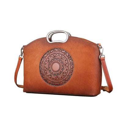 Rossie Viren Women's  Womens Genuine Leather Tote Handbag Metal Top-Handle Bag Small-1