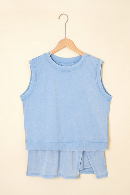 Light blue mineral wash tank and skirt set on a hanger