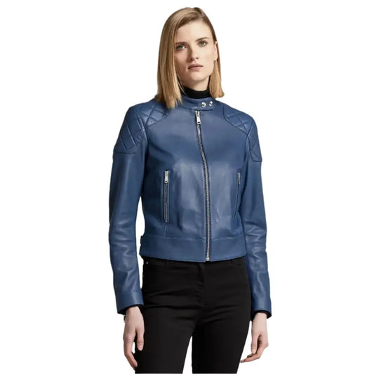 Women's Royal Blue Leather Jacket-0