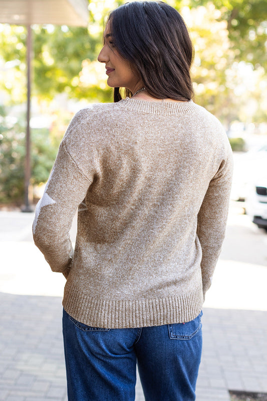 Back view of the oatmeal star pattern sweater