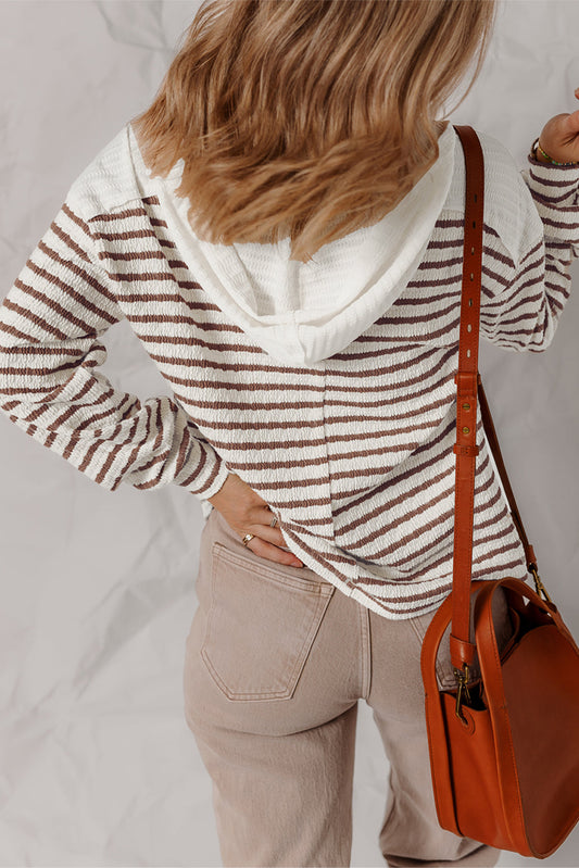 Back of the striped top showing the white hood