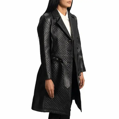 Women’s Quilted Leather Trench Coat-2