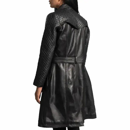Women’s Quilted Leather Trench Coat-3