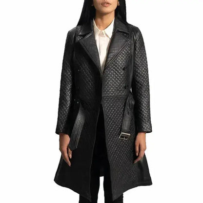 Women’s Quilted Leather Trench Coat-1