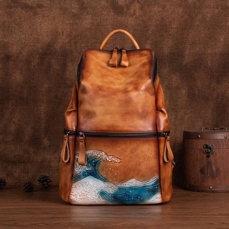 Rossie Viren Women's  Womens Vintage Leather Large Backpack-6