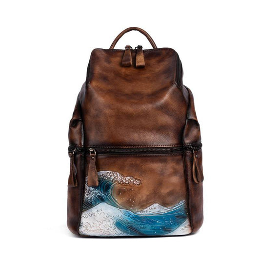Rossie Viren Women's  Womens Vintage Leather Large Backpack-1