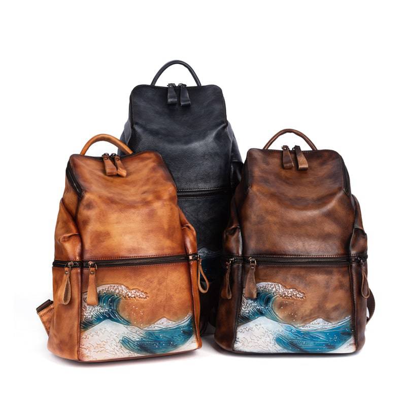 Rossie Viren Women's  Womens Vintage Leather Large Backpack-3