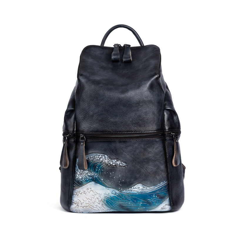 Rossie Viren Women's  Womens Vintage Leather Large Backpack-4