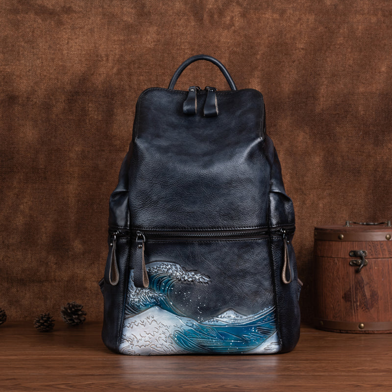 Rossie Viren Women's  Womens Vintage Leather Large Backpack-5