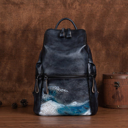 Rossie Viren Women's  Womens Vintage Leather Large Backpack-5