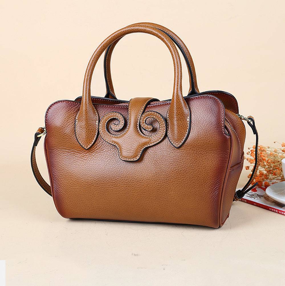 Rossie Viren Women's  Womens Vintage Leather Top Handle Bag Medium-1