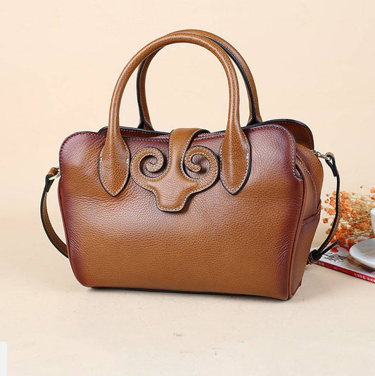Rossie Viren Women's  Womens Vintage Leather Top Handle Bag Medium-1