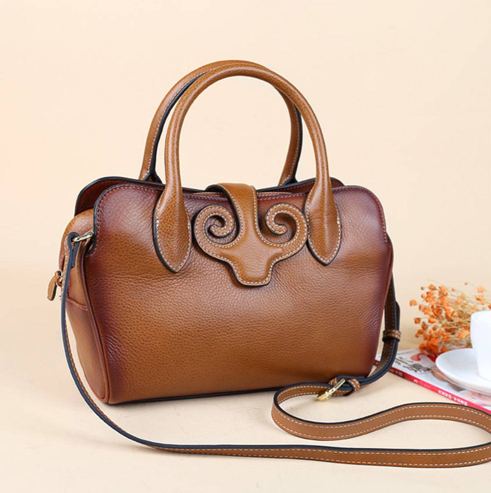 Rossie Viren Women's  Womens Vintage Leather Top Handle Bag Medium-2