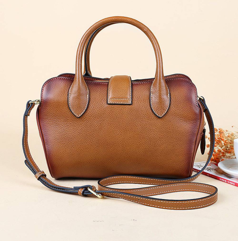 Rossie Viren Women's  Womens Vintage Leather Top Handle Bag Medium-4