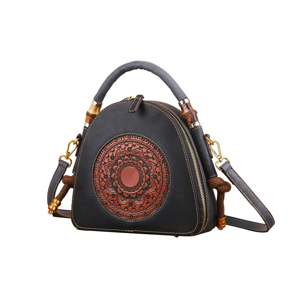 Rossie Viren Women's  Womens Vintage Leather Top Handle Cross Body Messenger Bags-1