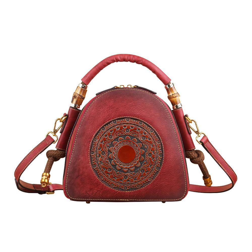 Rossie Viren Women's  Womens Vintage Leather Top Handle Cross Body Messenger Bags-4