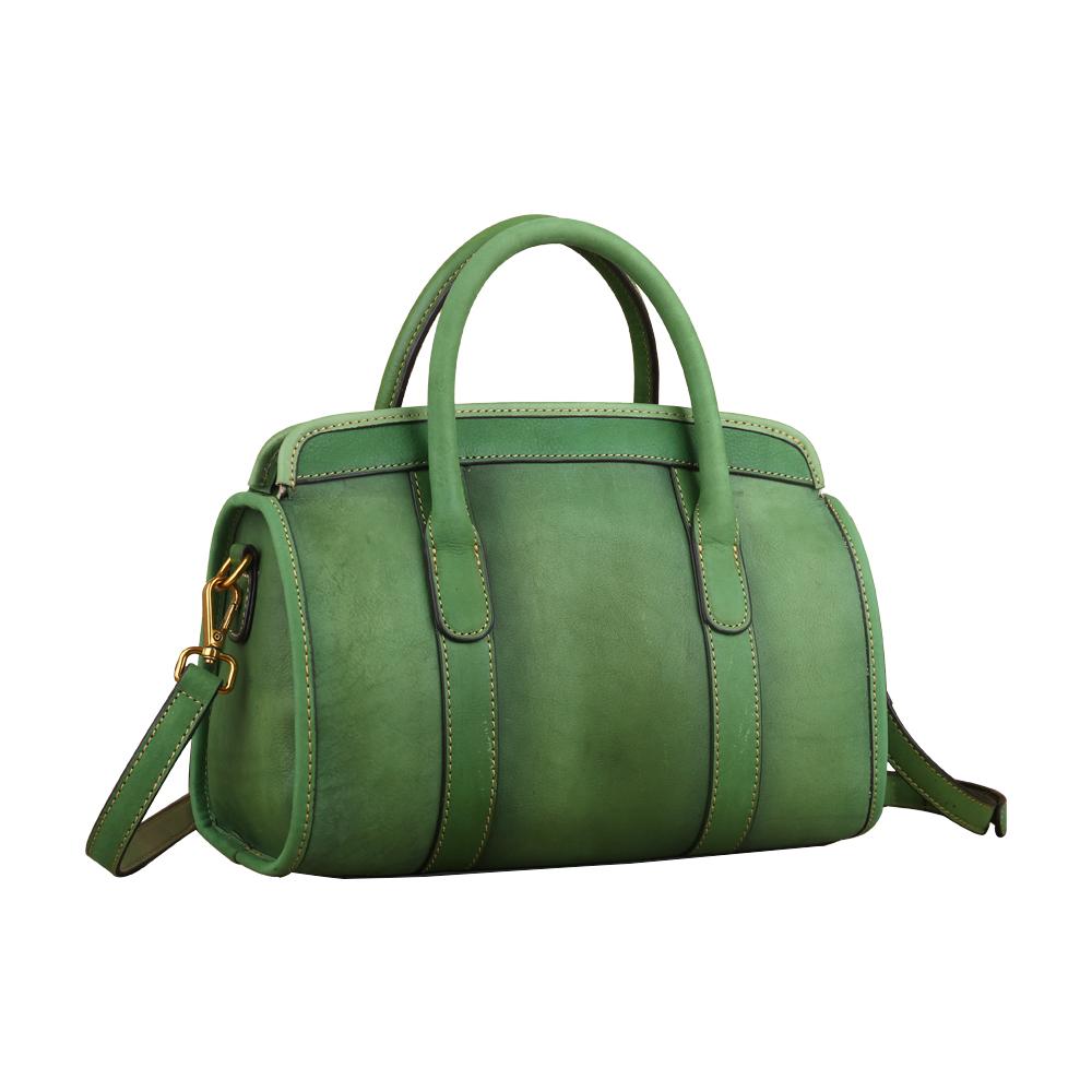 Rossie Viren Women's  Womens Vintage Leather Top Handle Satchel Bag Small-2