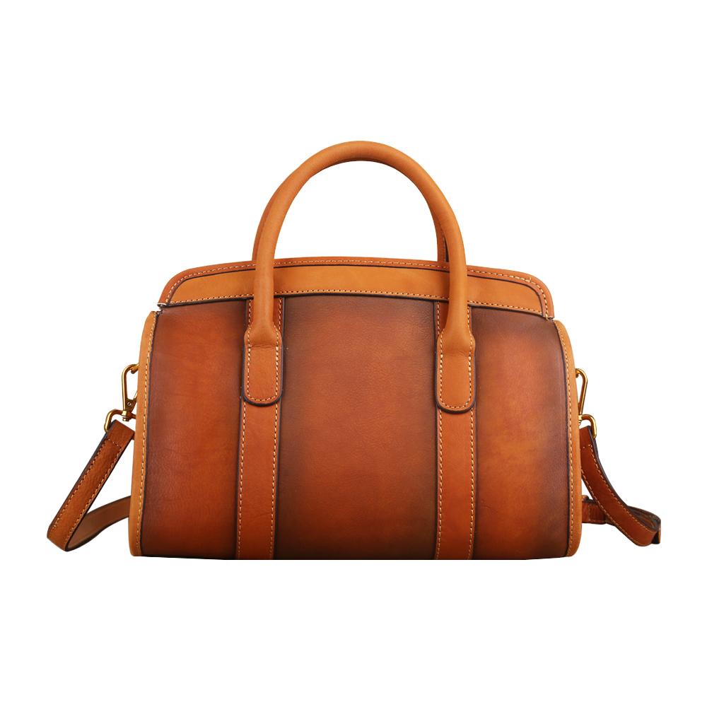 Rossie Viren Women's  Womens Vintage Leather Top Handle Satchel Bag Small-0