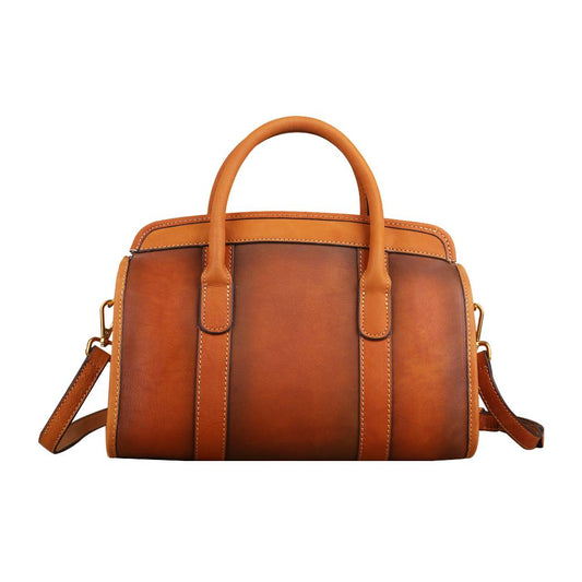 Rossie Viren Women's  Womens Vintage Leather Top Handle Satchel Bag Small-0