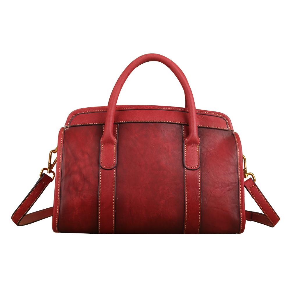 Rossie Viren Women's  Womens Vintage Leather Top Handle Satchel Bag Small-3