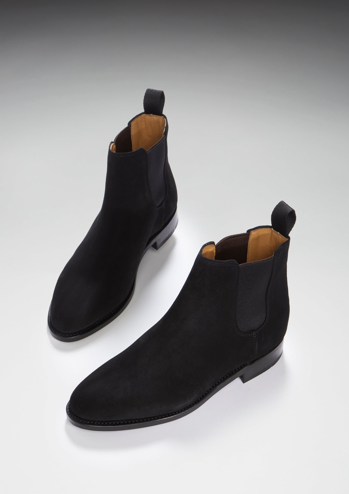 Women's Black Suede Chelsea Boots, Welted Leather Sole-2