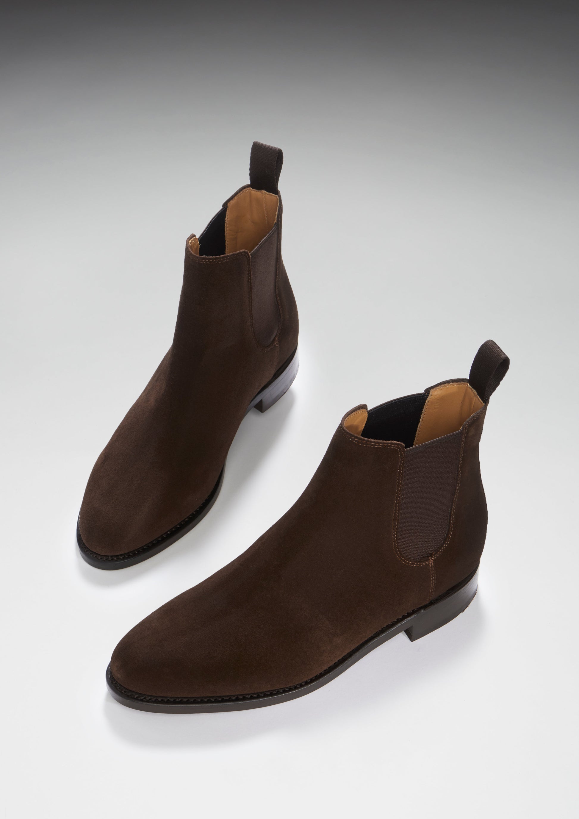 Women's Brown Suede Chelsea Boots, Welted Leather Sole-2